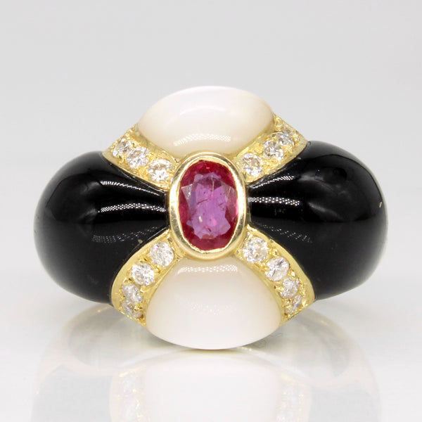 Multi Gem Cocktail Ring | 0.56ctw | SZ 5.5 |