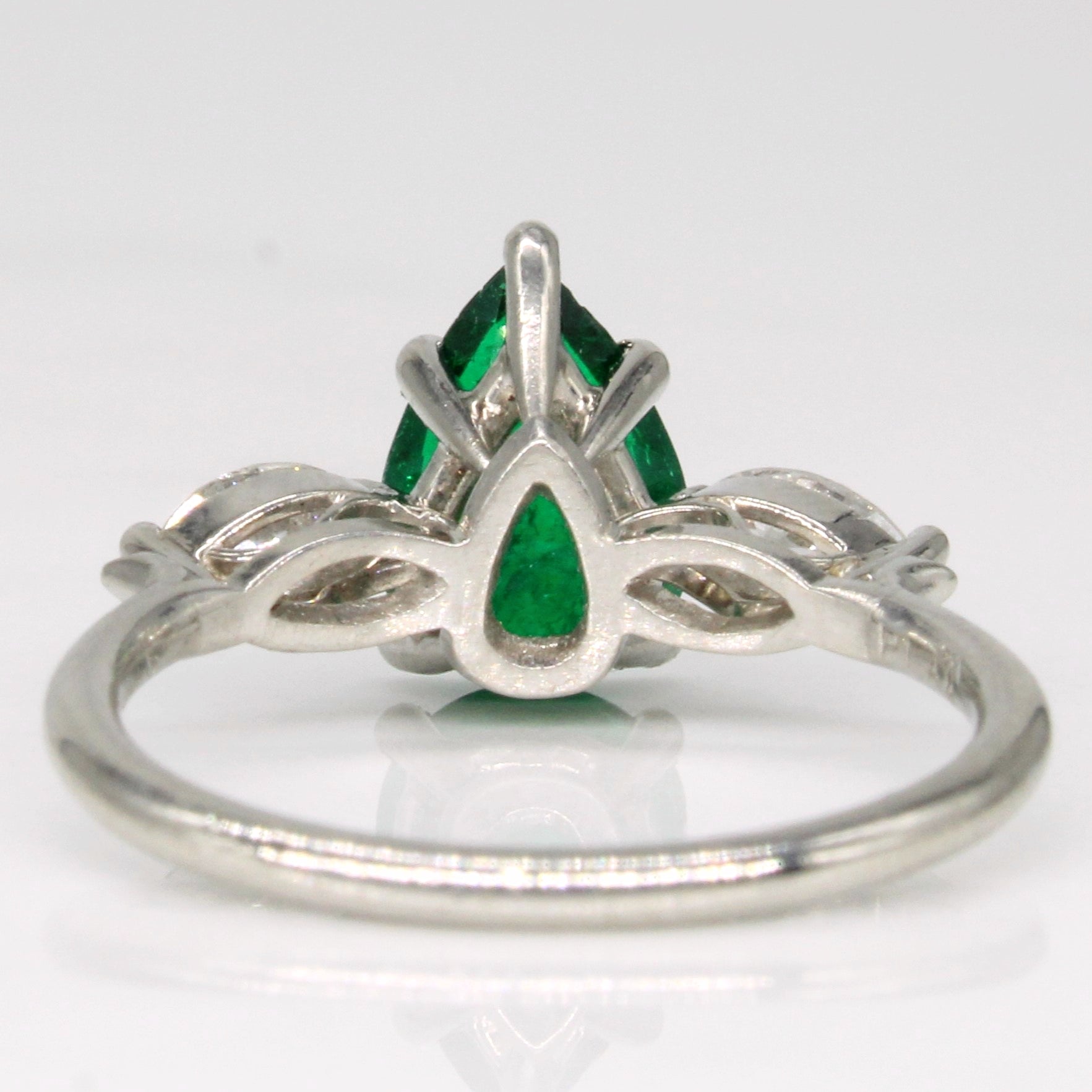 Pear Cut Emerald & Diamond Ring | 1.11ct, 0.32ctw | SZ 5.5 |