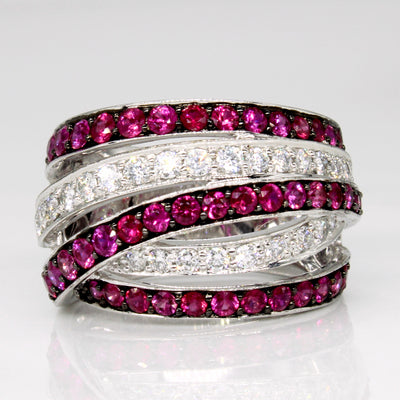 Ruby & Diamond Overlapping Ring | 1.65ctw, 0.70ctw | SZ 6.25 |