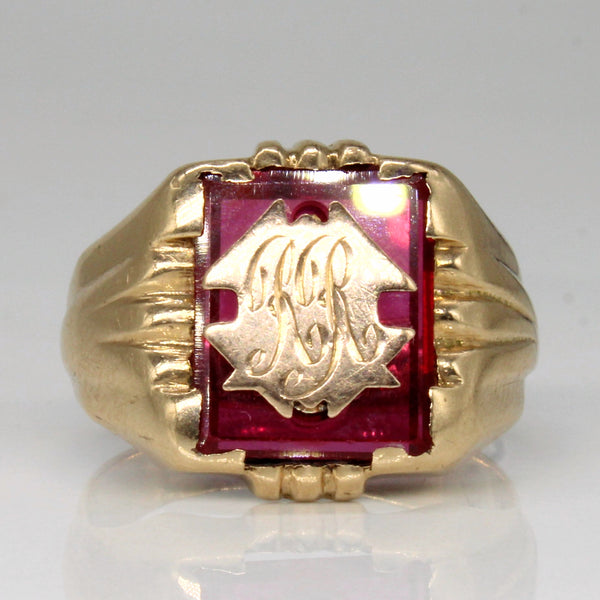 Synthetic Ruby 'R.R' Initial Ring | 2.80ct | SZ 7.5 |