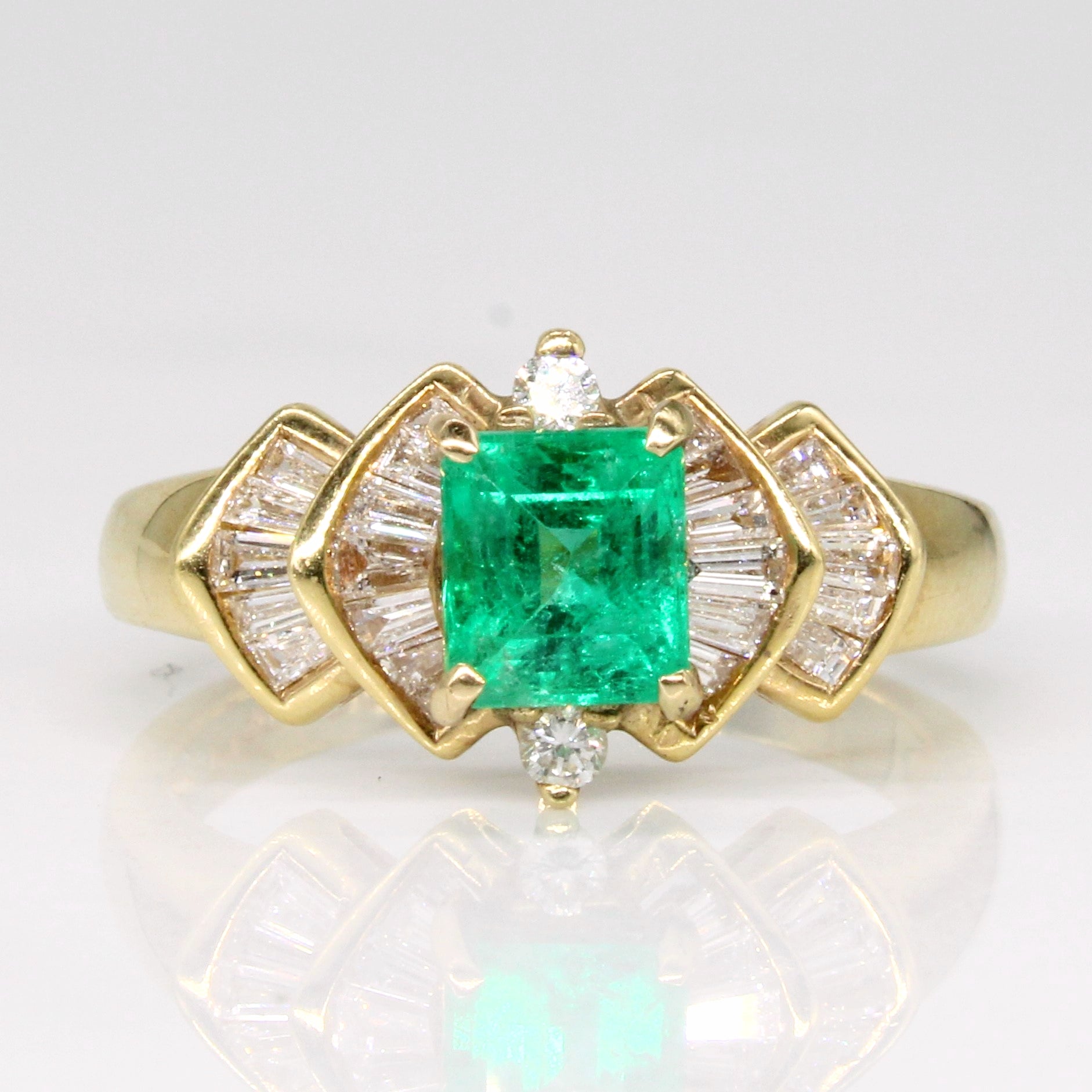 Emerald & Diamond Cocktail Ring | 0.90ct, 0.60ctw | SZ 7 |