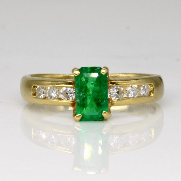 Emerald & Diamond Ring | 0.65ct, 0.21ctw | SZ 5.5 |