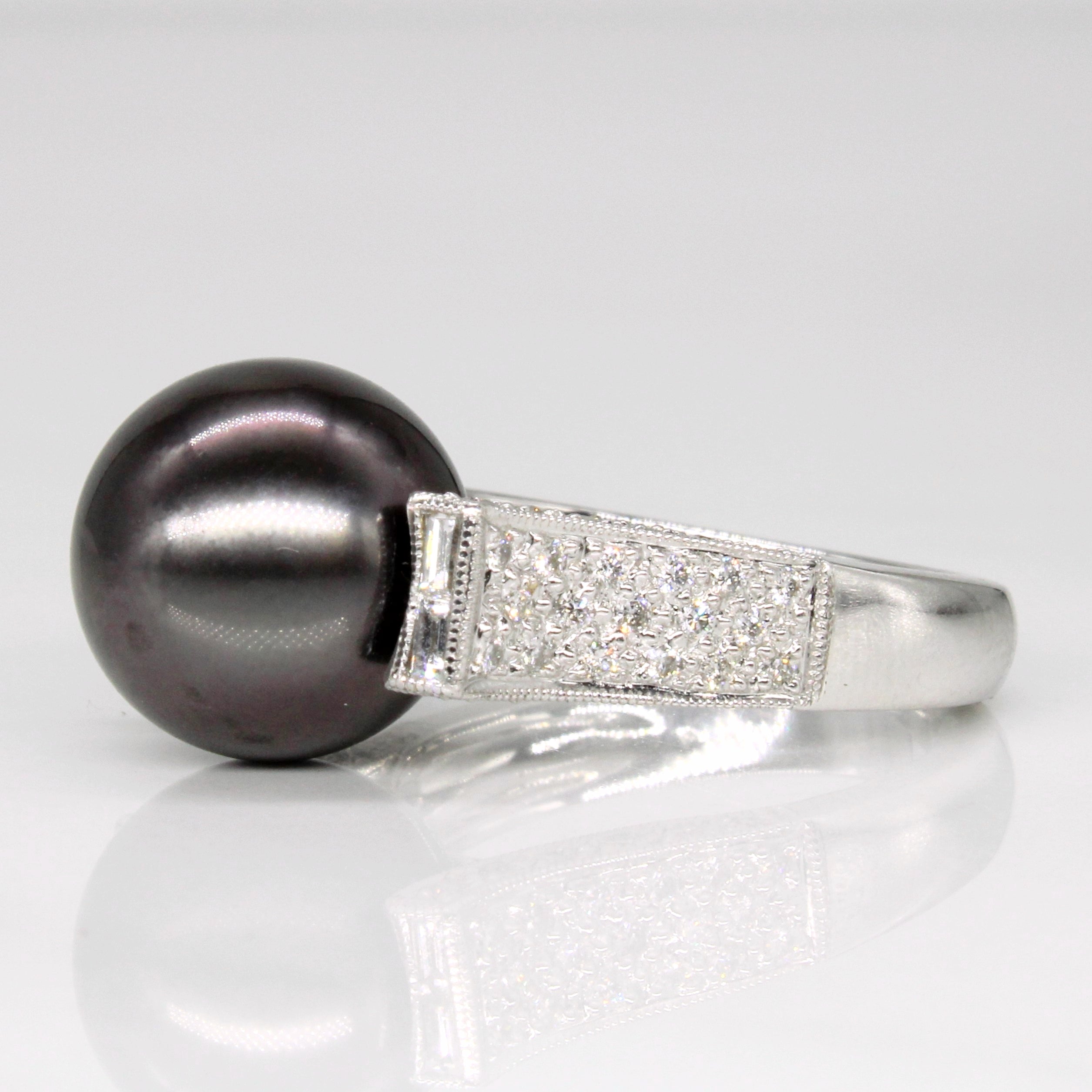Tahitian South Sea Pearl & Diamond Cocktail Ring | 0.68ctw | SZ 7 |