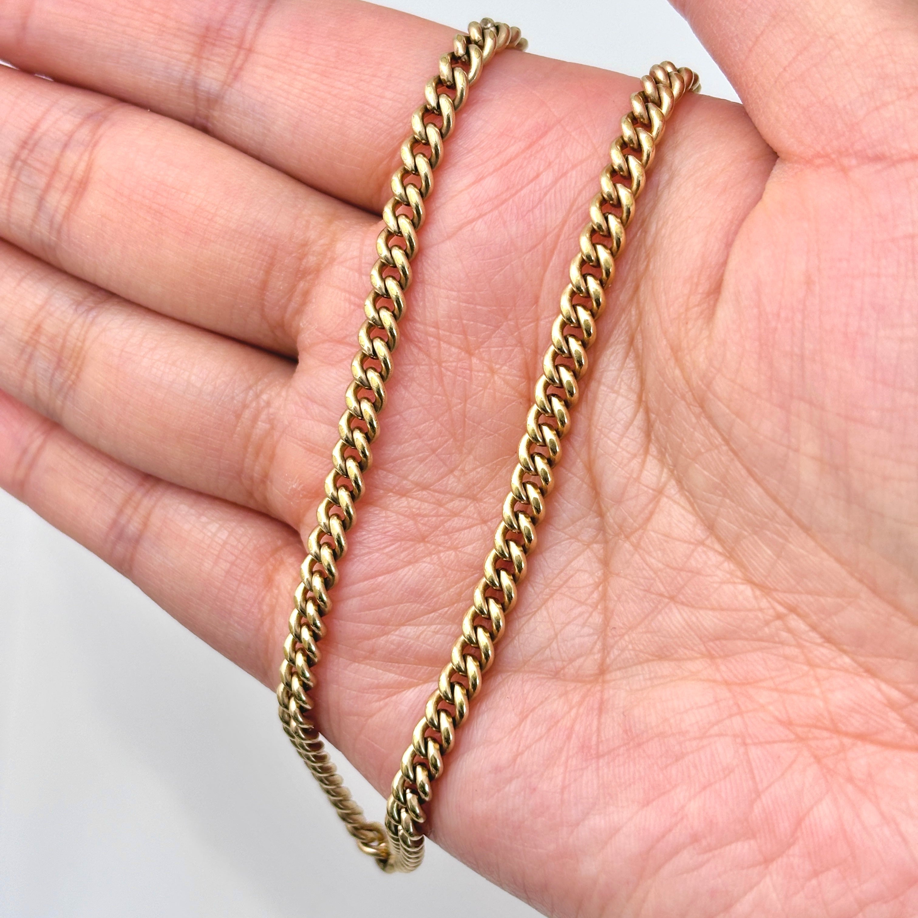 Chaîne de montre à maillons gourmette en or jaune 9 carats | 45,7 cm 
