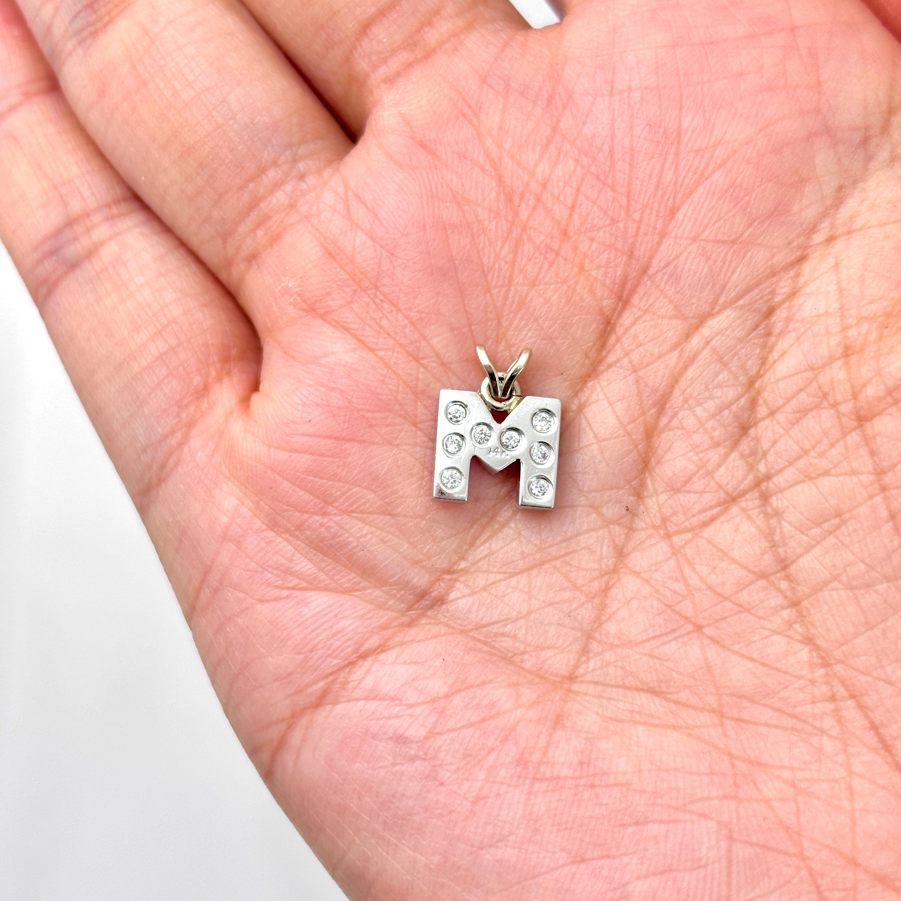 Diamond "M" Initial Double Sided Pendant | 0.16ctw |