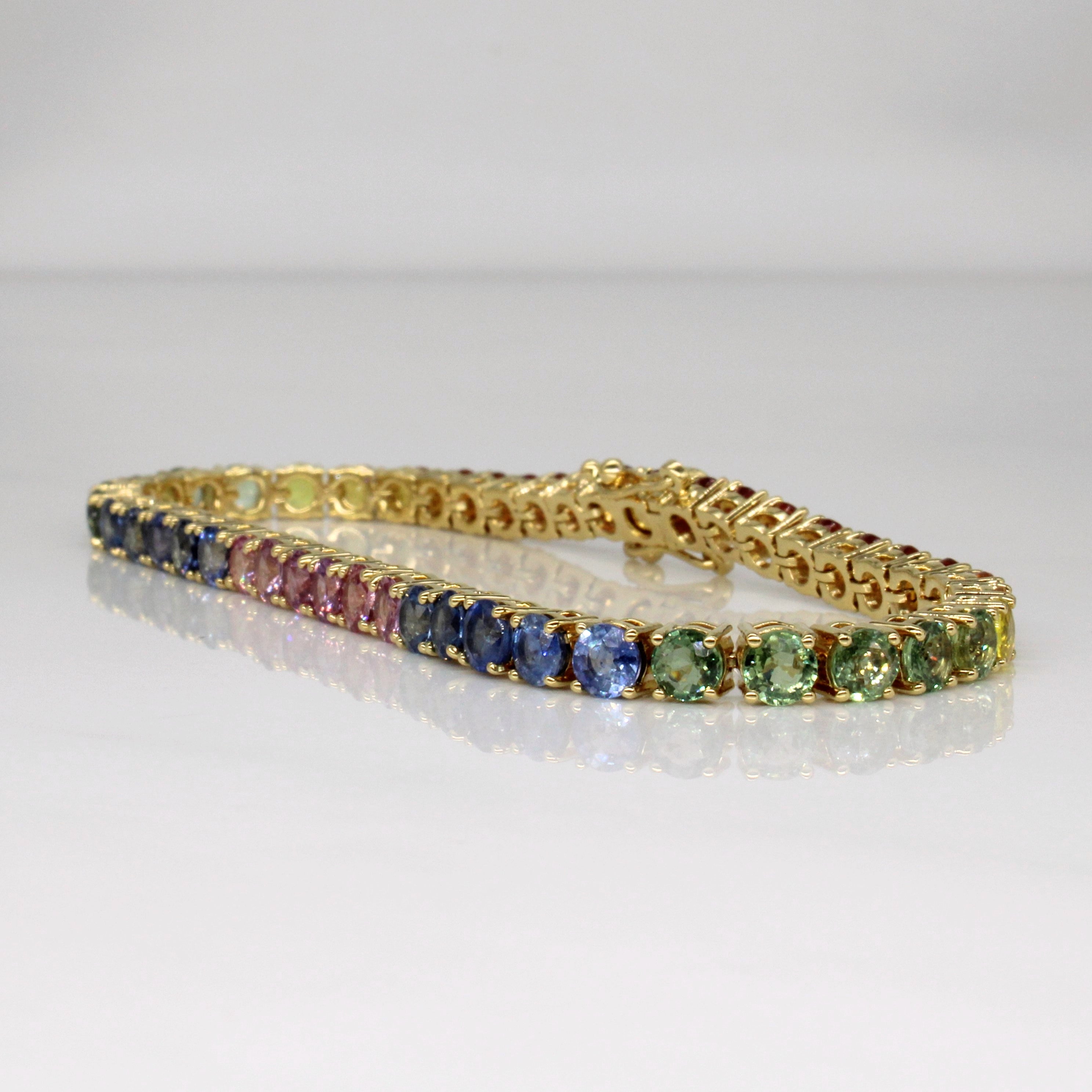 'Roho' Rainbow Sapphire Bracelet | 16.00ctw | 7.5" |