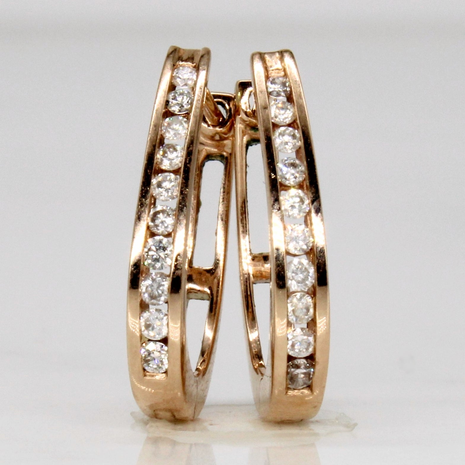 Channel Set Diamond Hoop Earrings | 0.30ctw |