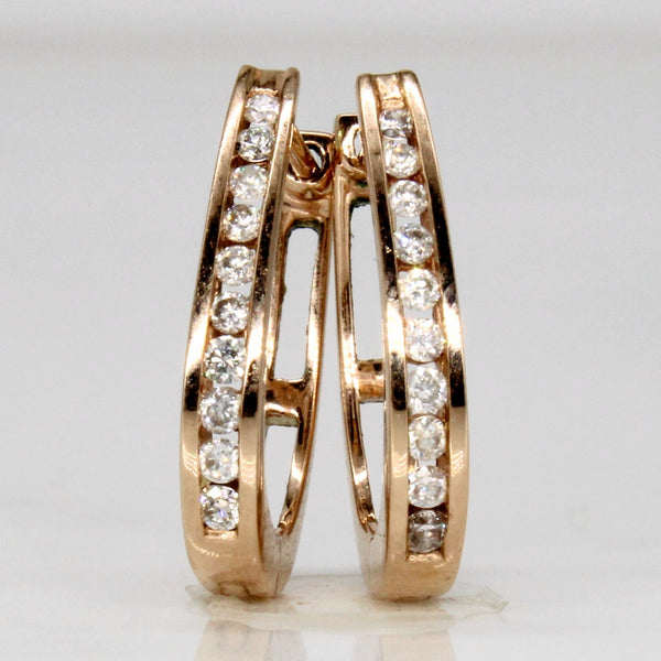 Channel Set Diamond Hoop Earrings | 0.30ctw |