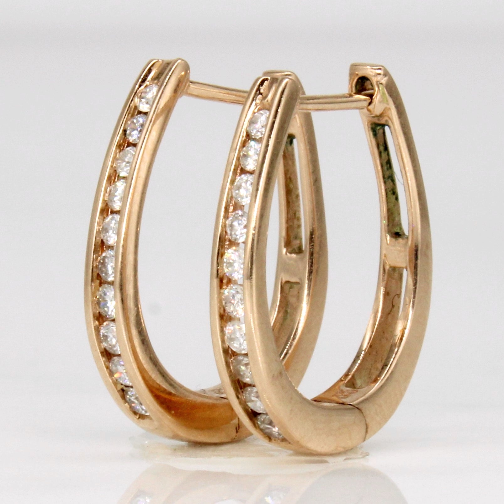 Channel Set Diamond Hoop Earrings | 0.30ctw |