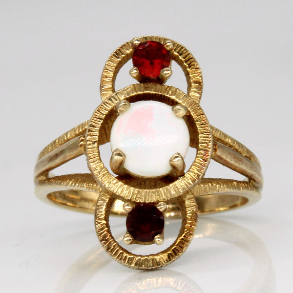 Opal & Garnet Cocktail Ring | 0.70ct, 0.20ctw | SZ 6.5 |