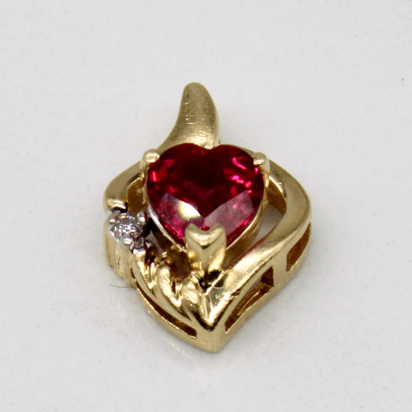 Synthetic Ruby & Diamond Heart Pendant | 0.50ct, 0.01ct |