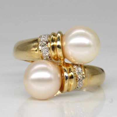 Pearl & Diamond Waterfall Ring | 0.01ctw | SZ 6.5 |