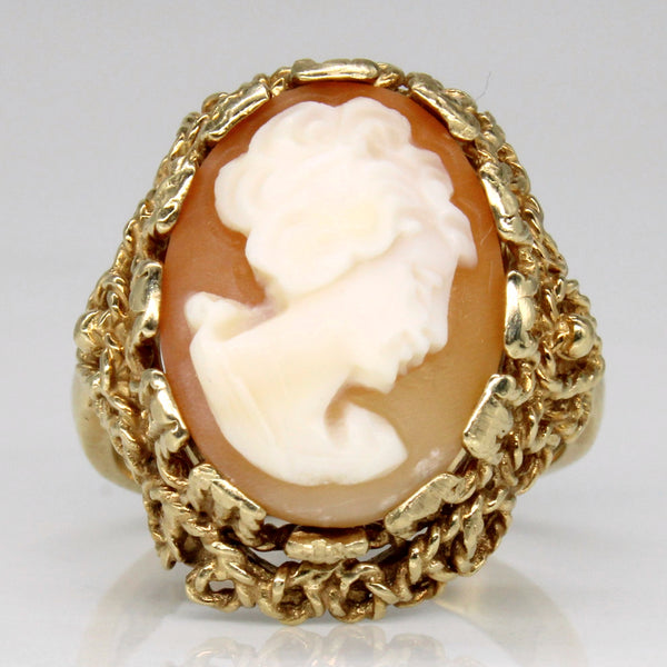 Sea Shell Cameo Cocktail Ring | 4.80ct | SZ 6.5 |