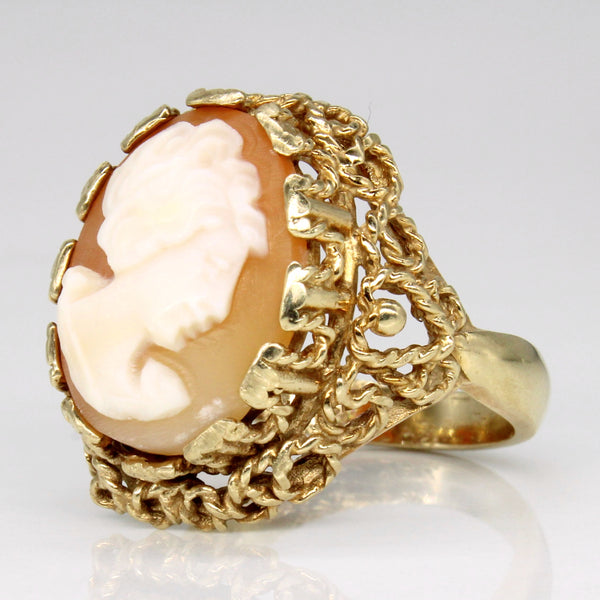 Sea Shell Cameo Cocktail Ring | 4.80ct | SZ 6.5 |