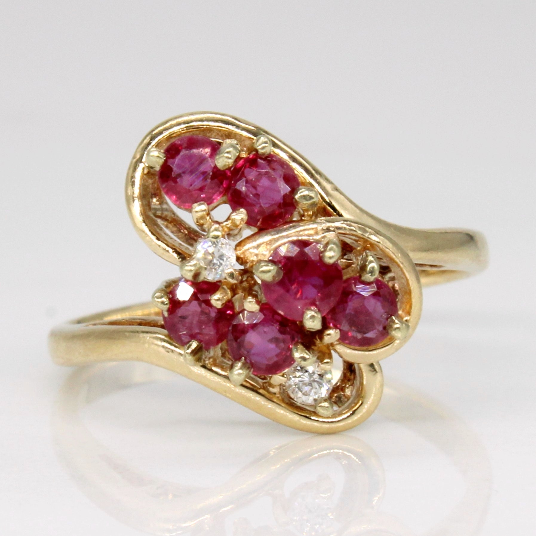 Ruby & Diamond Cluster Ring | 0.70ctw, 0.04ctw | SZ 6.5 |