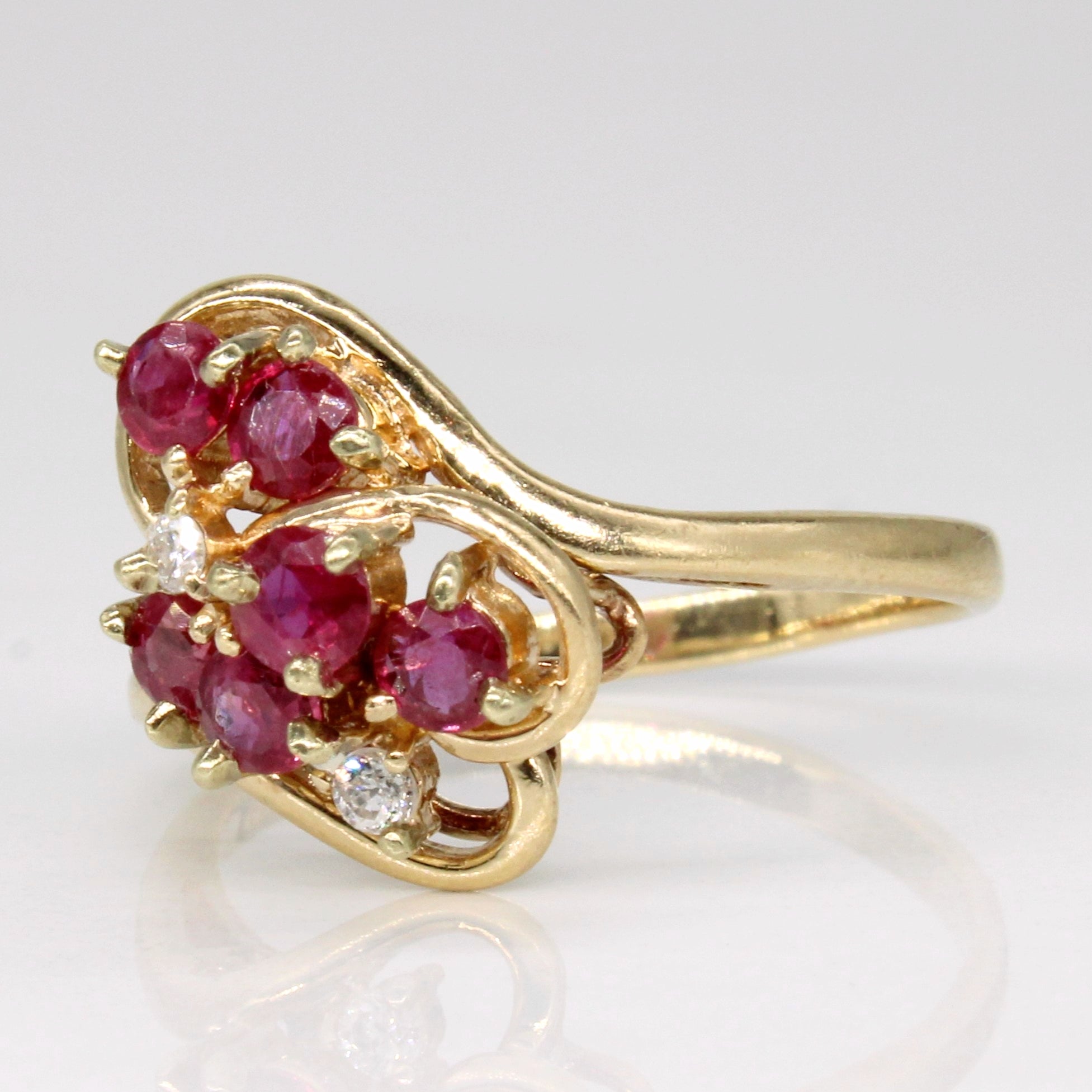 Ruby & Diamond Cluster Ring | 0.70ctw, 0.04ctw | SZ 6.5 |