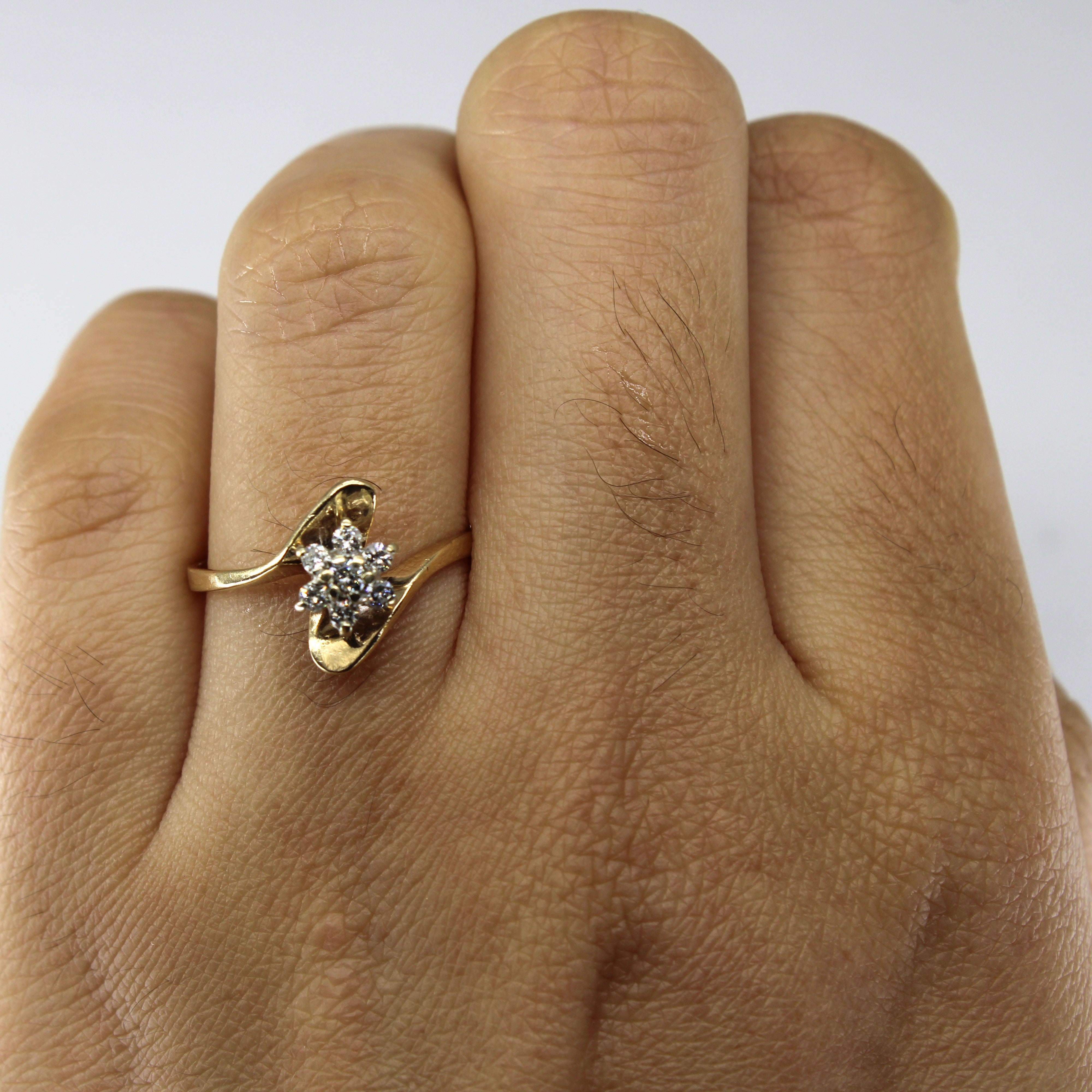 Cluster Diamond Bypass Ring | 0.16ctw | SZ 7 |