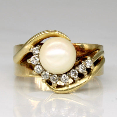 Diamond & Pearl Cocktail Ring | 0.14ctw | SZ 5.75 |