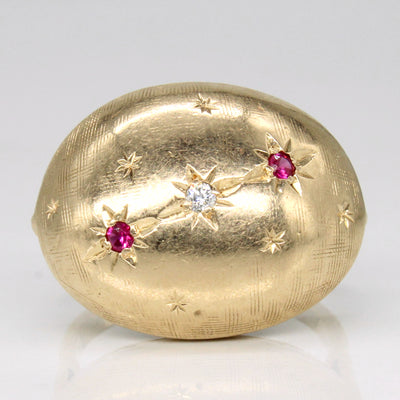 Synthetic Ruby & Natural Diamond Night Sky Ring | 0.05ctw, 0.02ct | SZ 5.5 |
