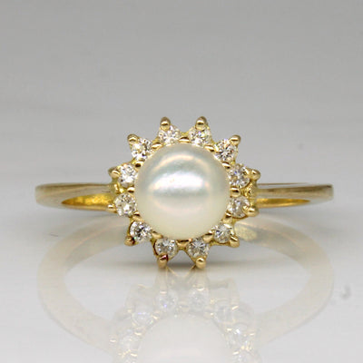 Pearl & Diamond Ring | 0.12ctw | SZ 7.25 |