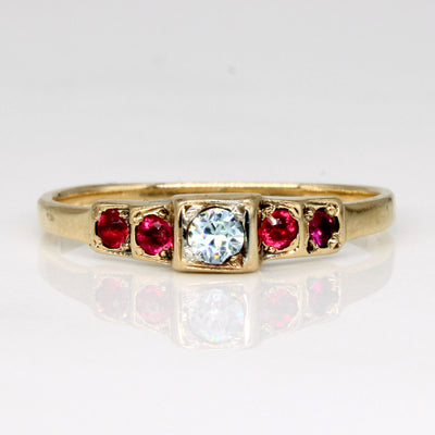 Red Paste & Blue Zircon Ring | 0.12ctw, 0.10ct | SZ 8 |