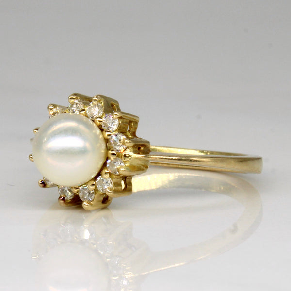 Pearl & Diamond Ring | 0.12ctw | SZ 7.25 |