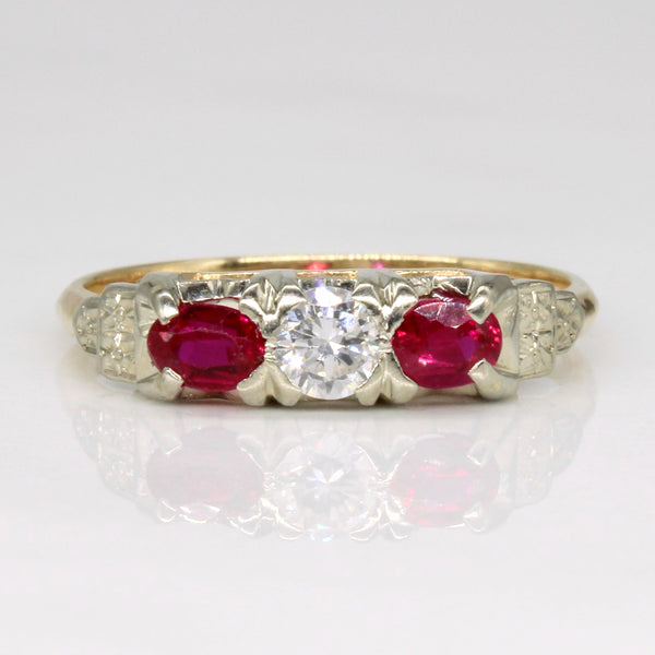 Synthetic Ruby & Natural Diamond Ring | 0.40ctw, 0.22ct | SZ 7 |