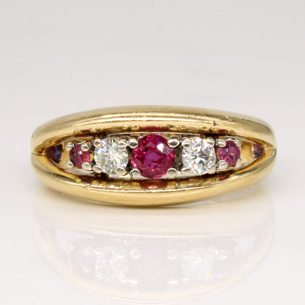 Ruby & Diamond Five Stone Ring | 0.21ctw, 0.15ctw | SZ 5 |