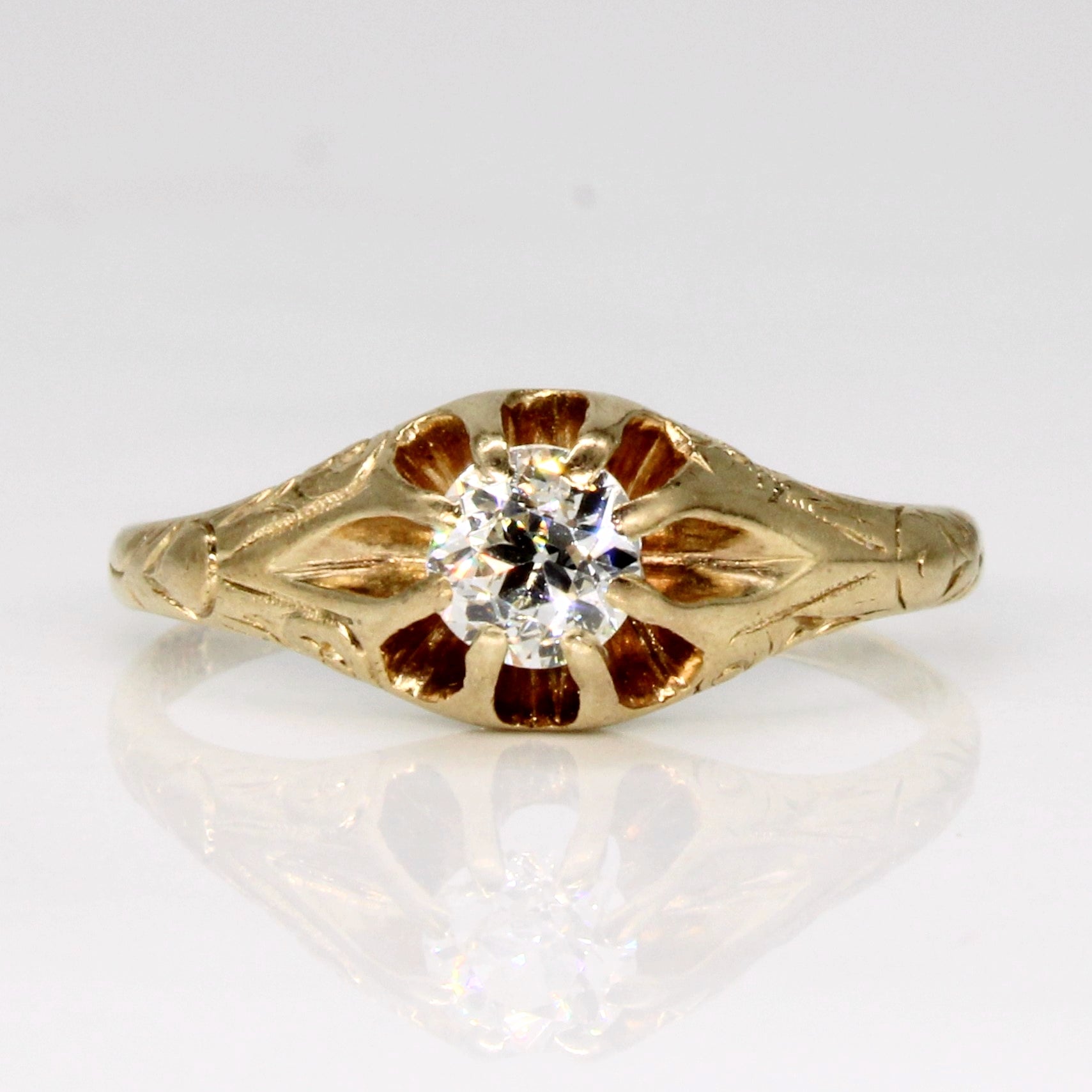 Antique Old European Cut Diamond Belcher Ring | 0.28ct | SZ 5 |