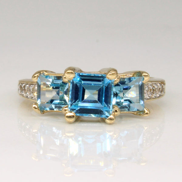 Blue Topaz & Diamond Cocktail Ring | 1.50ctw, 0.04ctw | SZ 5 |