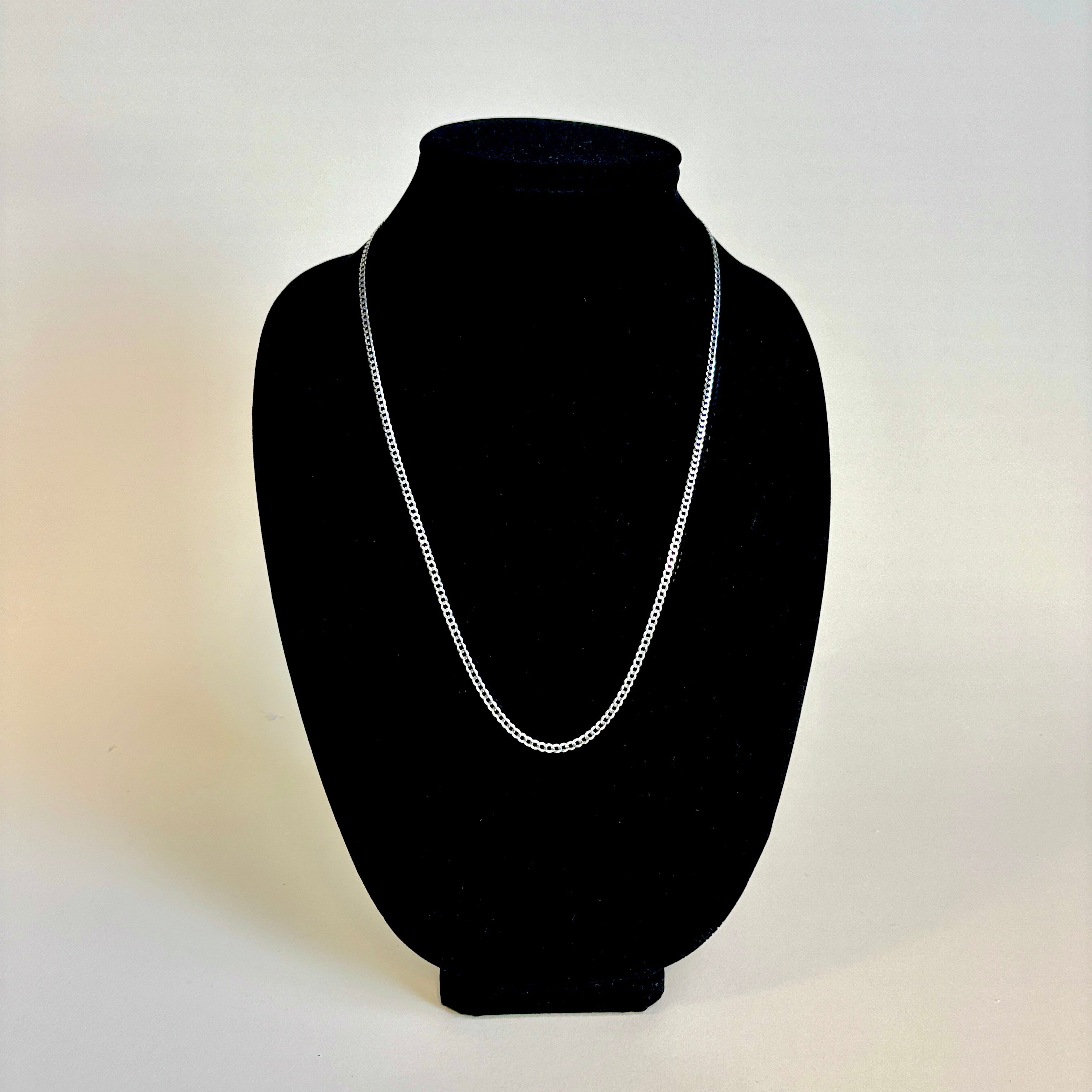 Chaîne gourmette en or blanc 10 carats | 61 cm 