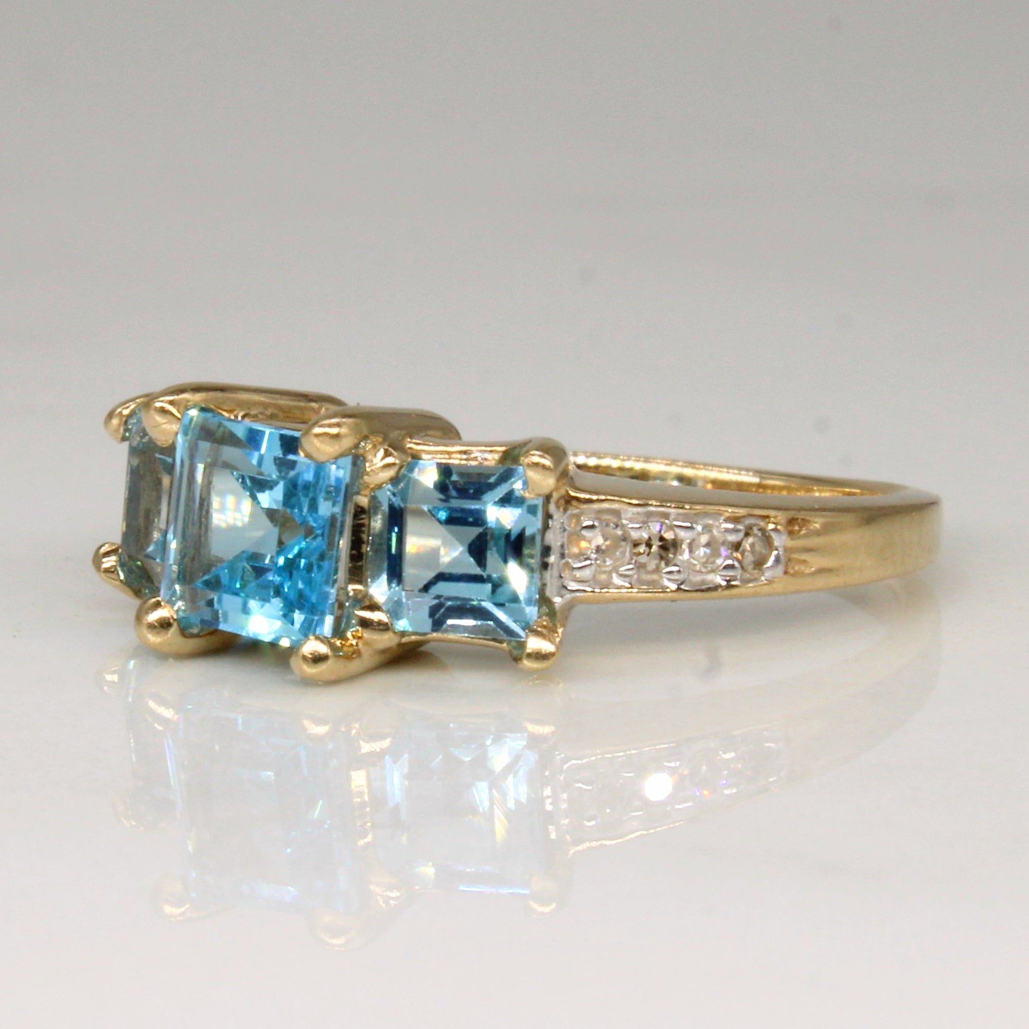 Blue Topaz & Diamond Cocktail Ring | 1.50ctw, 0.04ctw | SZ 5 |