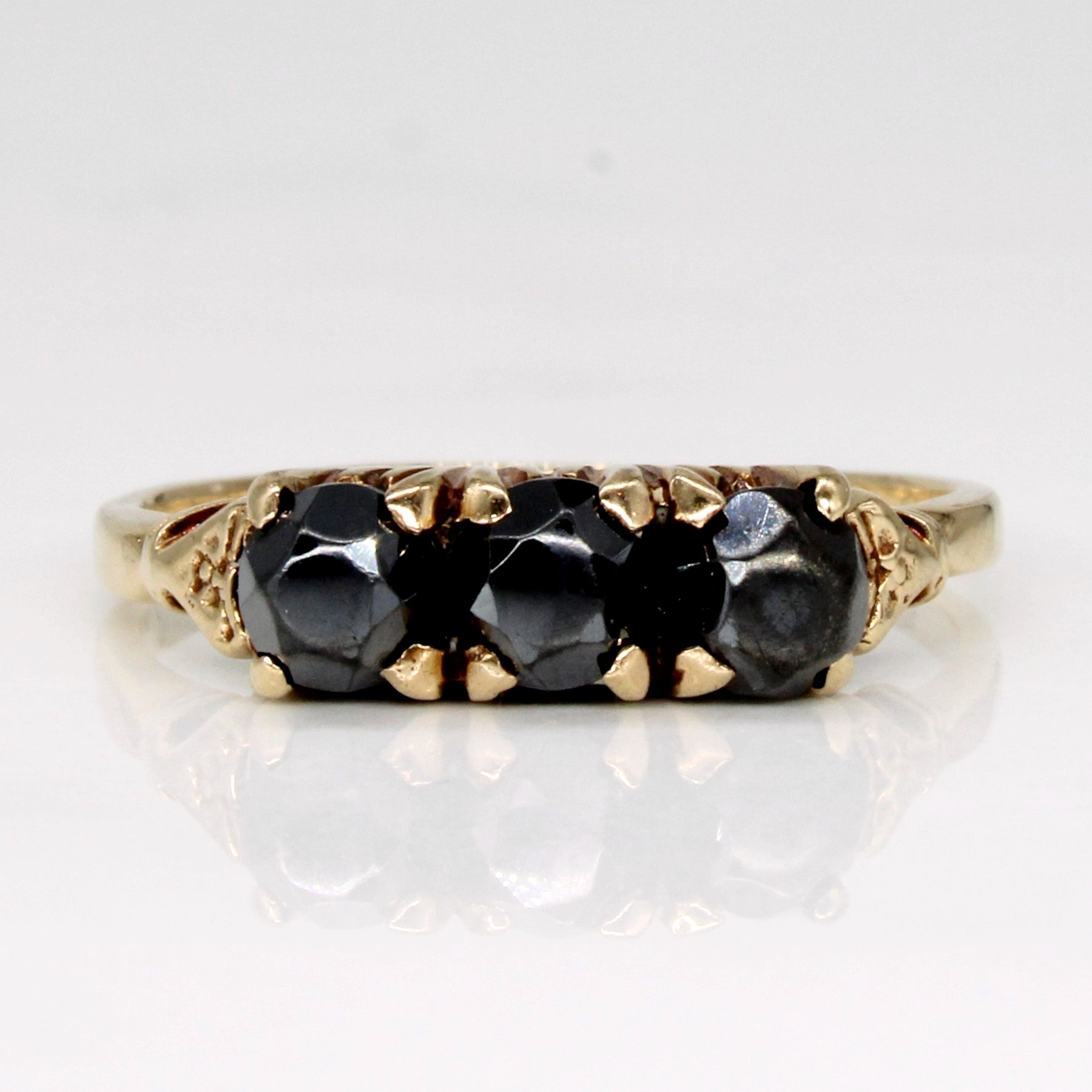 Vintage Three Stone Hematite Cocktail Ring | 1.20ctw | SZ 7 |