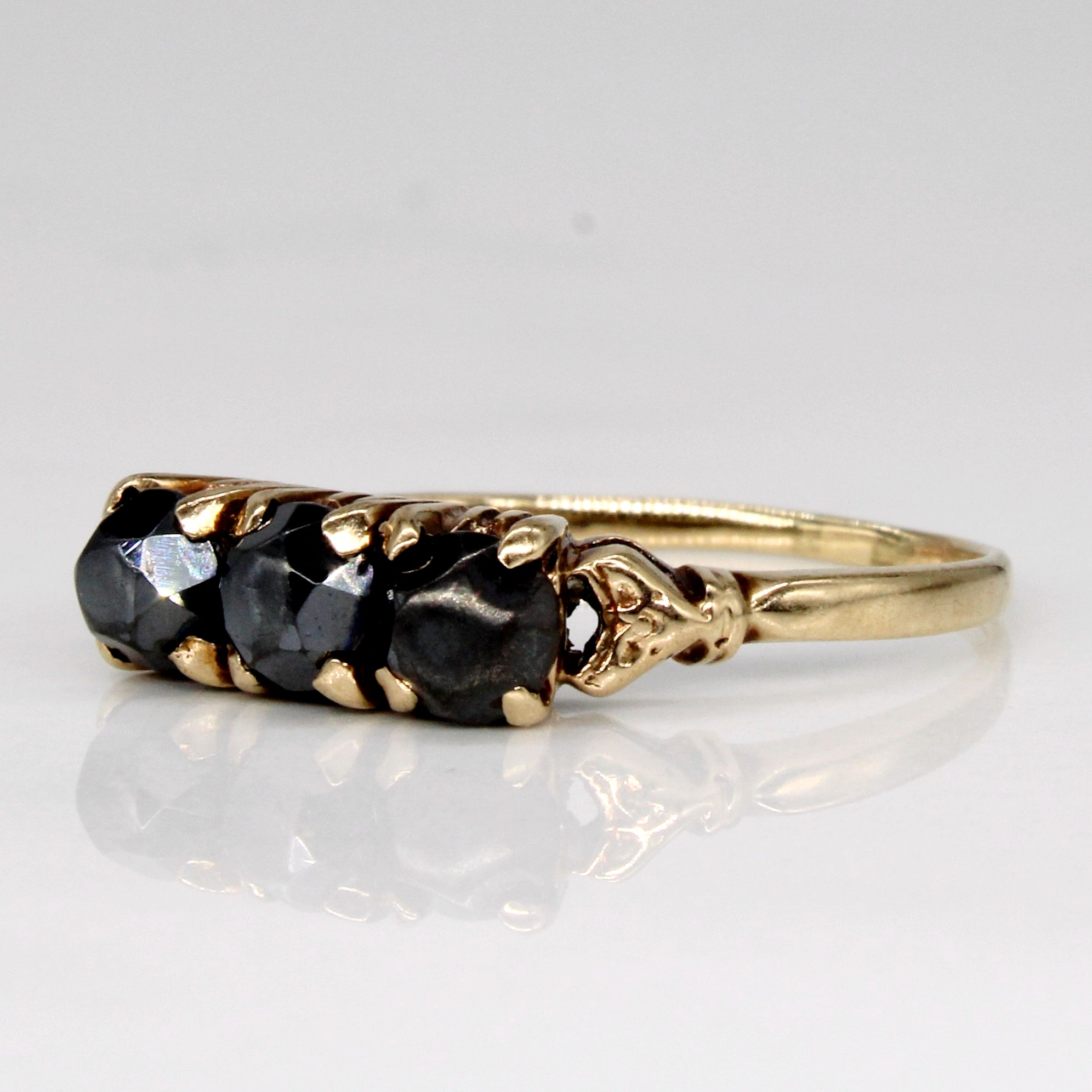 Vintage Three Stone Hematite Cocktail Ring | 1.20ctw | SZ 7 |