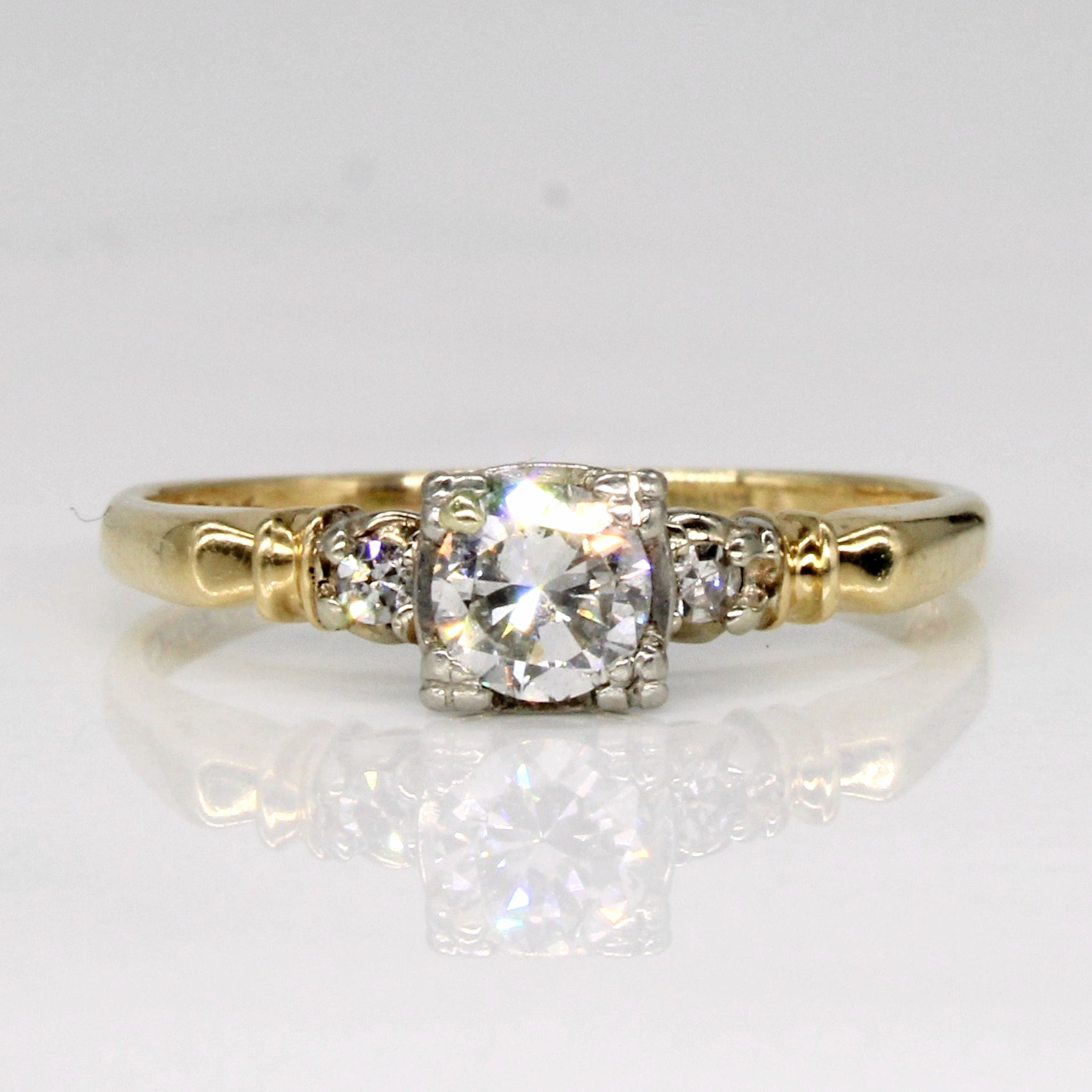 Mid Century Vintage Diamond Engagement Ring | 0.33ctw | SZ 6 |