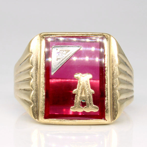 Synthetic Ruby & Diamond 'A' Initial Ring | 5.50ct, 0.01ct | SZ 12.75 |