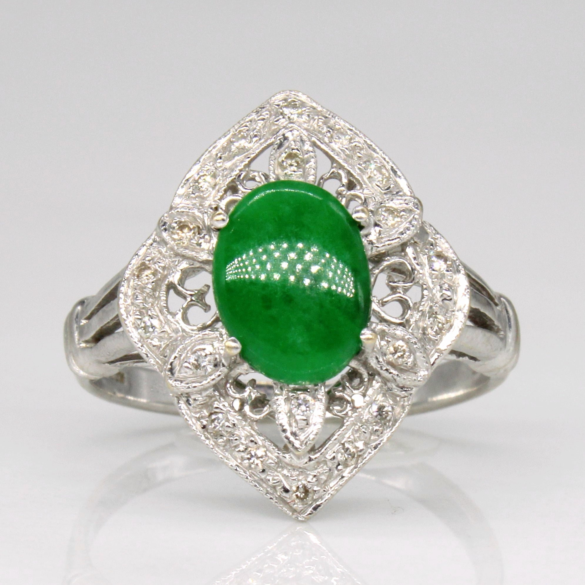 Jadeite & Diamond Cocktail Ring | 1.00ct, 0.05ctw | SZ 6.5 |