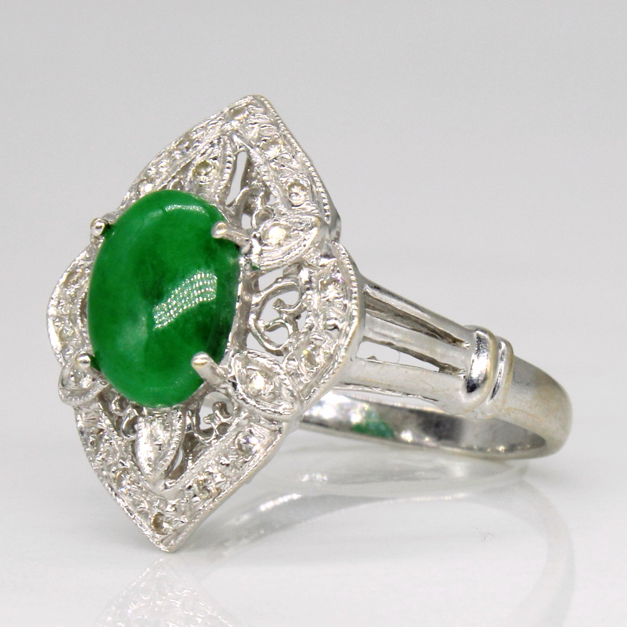 Jadeite & Diamond Cocktail Ring | 1.00ct, 0.05ctw | SZ 6.5 |