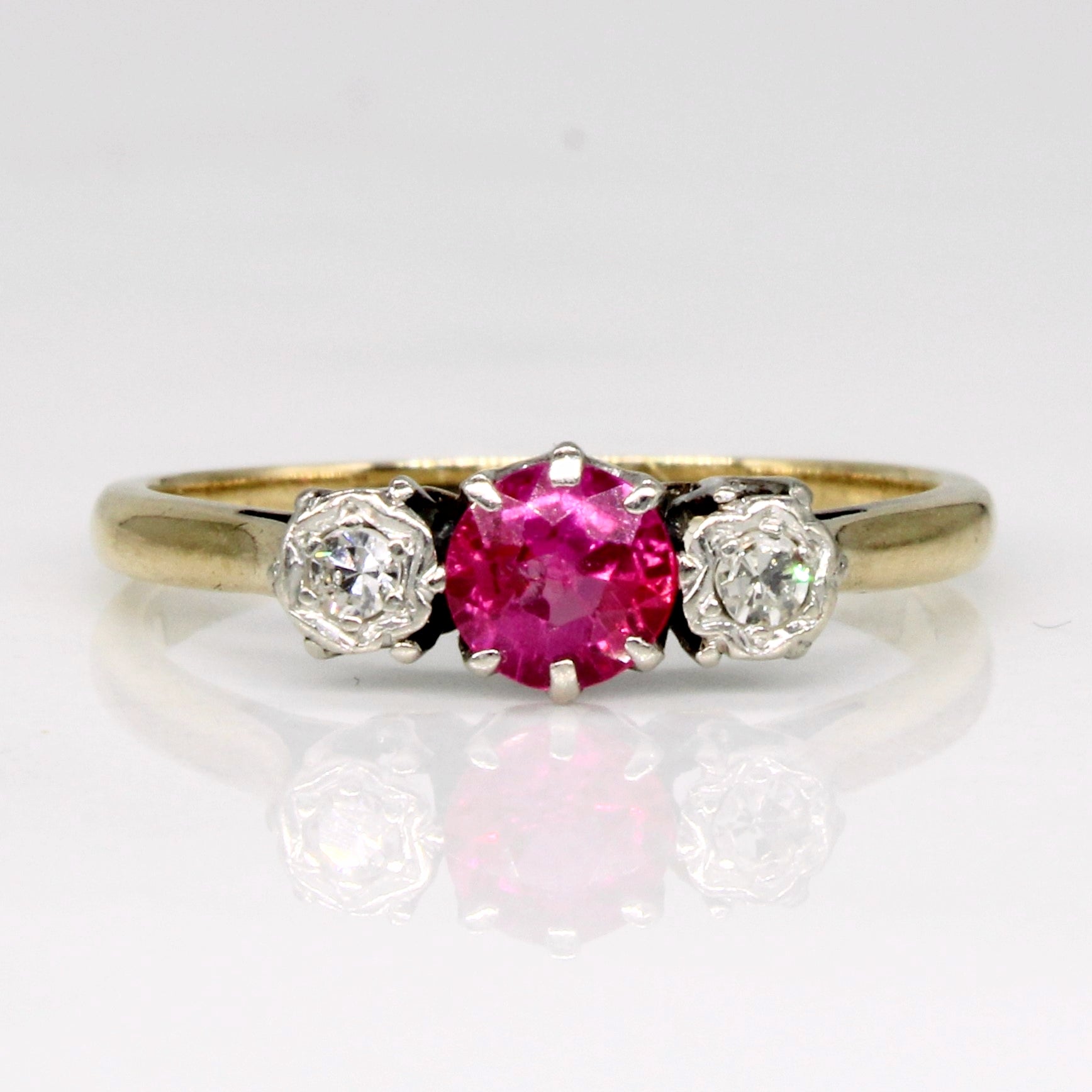 Synthetic Ruby & Natural Diamond Ring | 0.33ct, 0.06ctw | SZ 5.5 |
