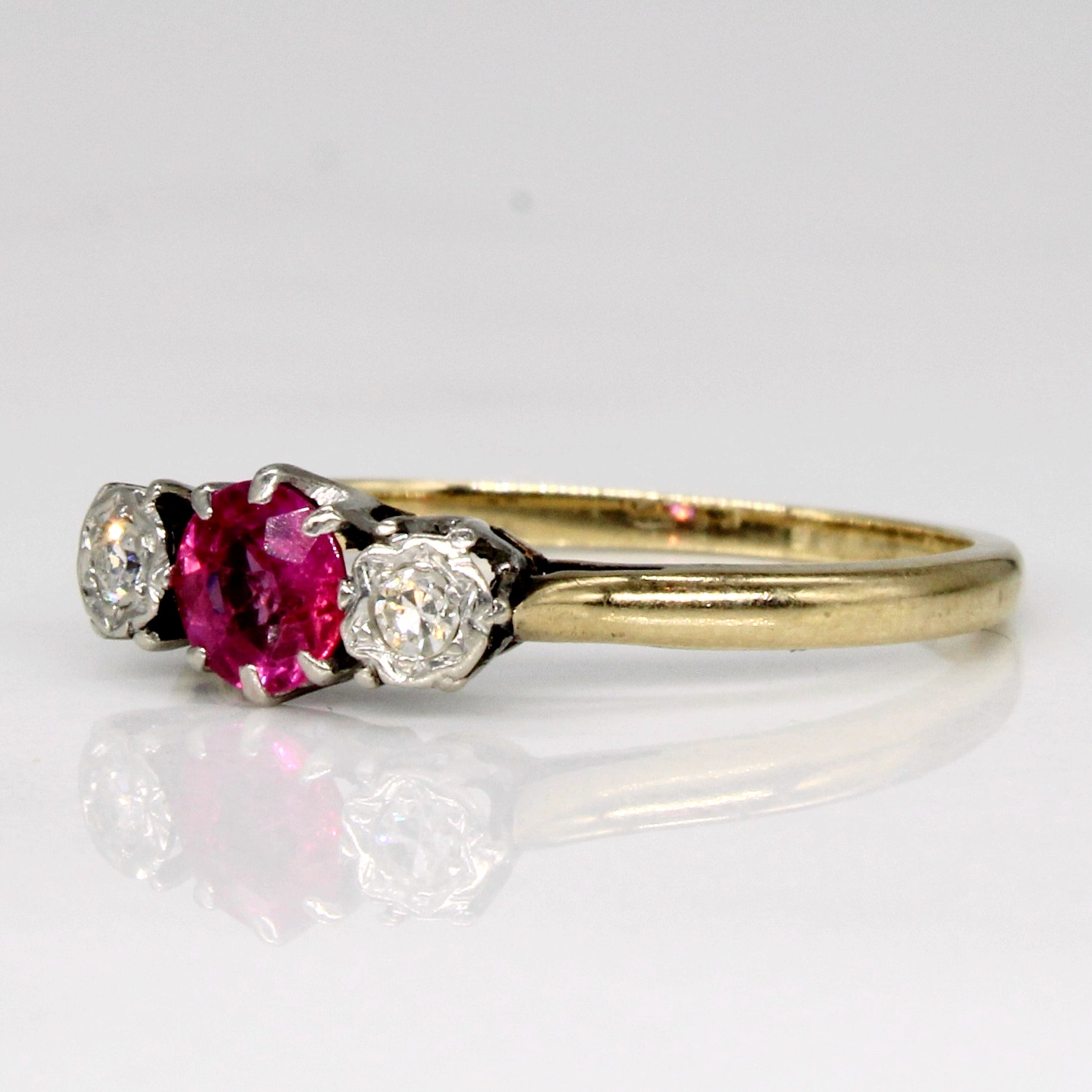 Synthetic Ruby & Natural Diamond Ring | 0.33ct, 0.06ctw | SZ 5.5 |