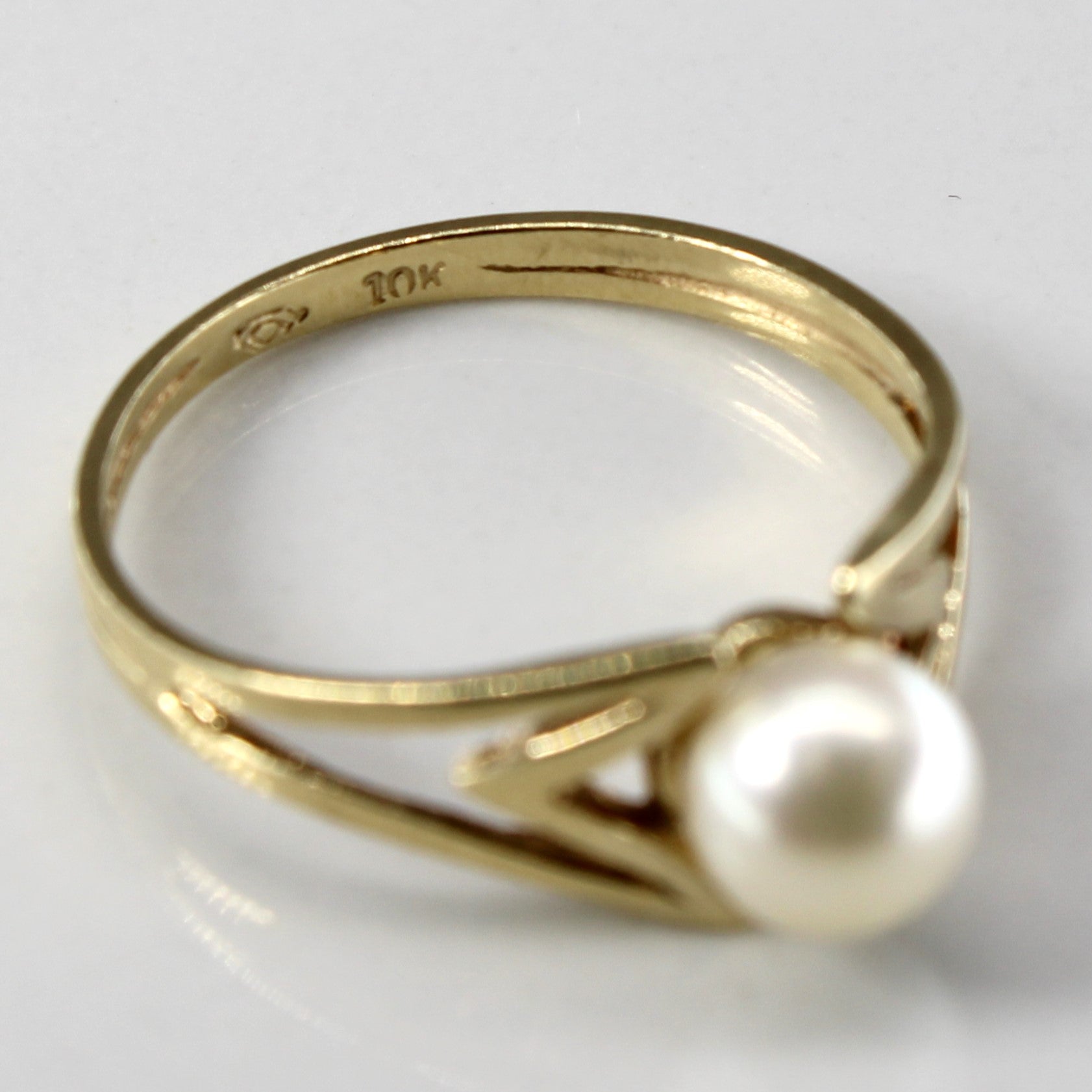 Offset Pearl Gold Ring | SZ 7 |