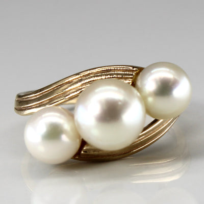 Bypass Three Stone Pearl Ring | SZ 7.25 |
