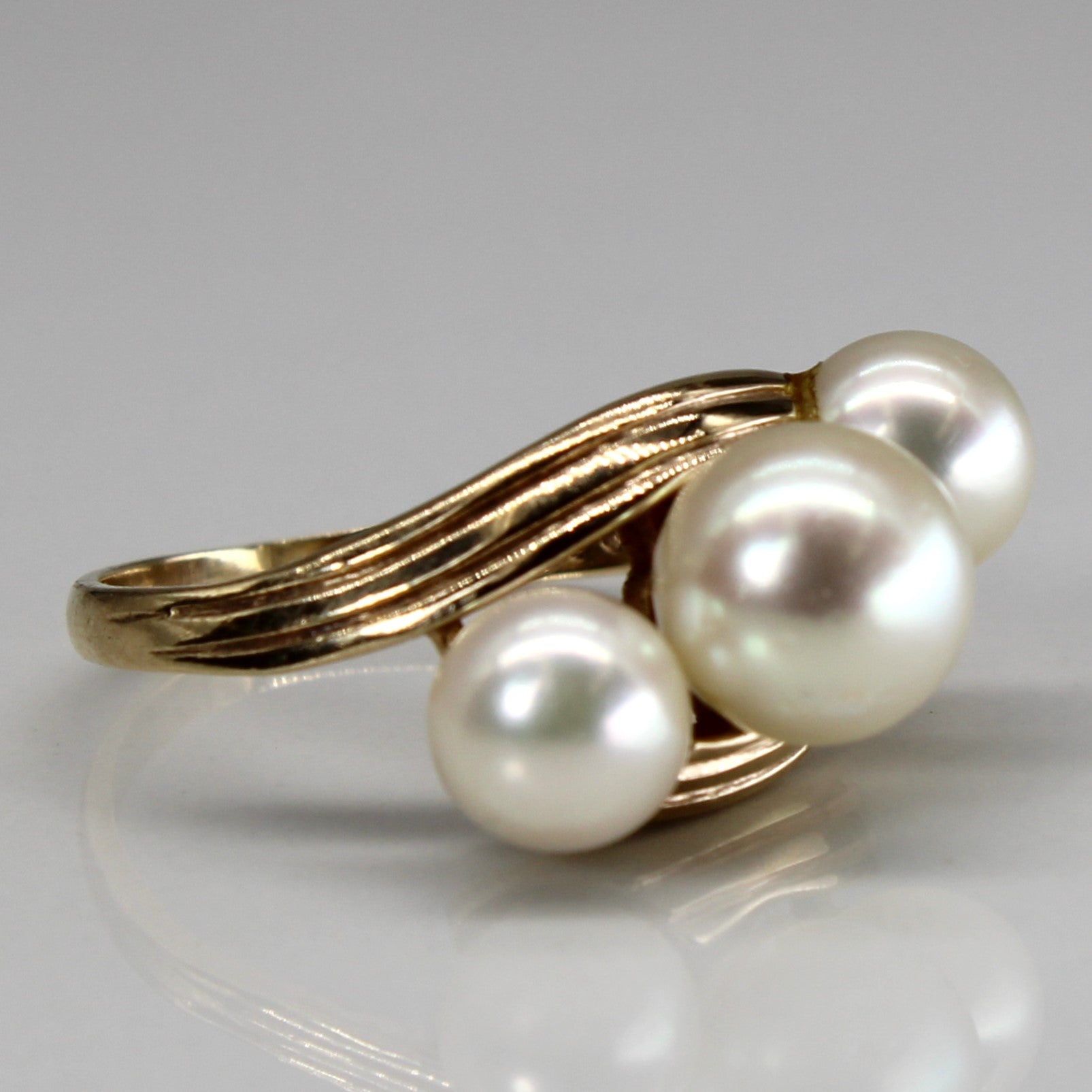 Bypass Three Stone Pearl Ring | SZ 7.25 |