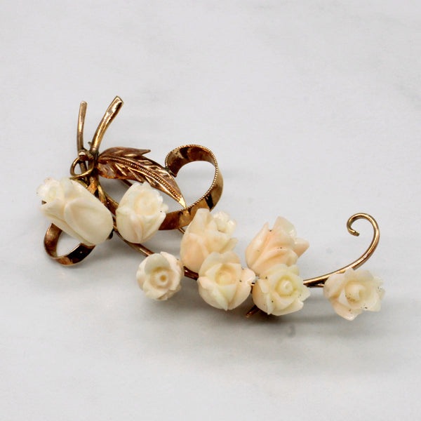 Carved Coral Flower Brooch | 25.00ctw |