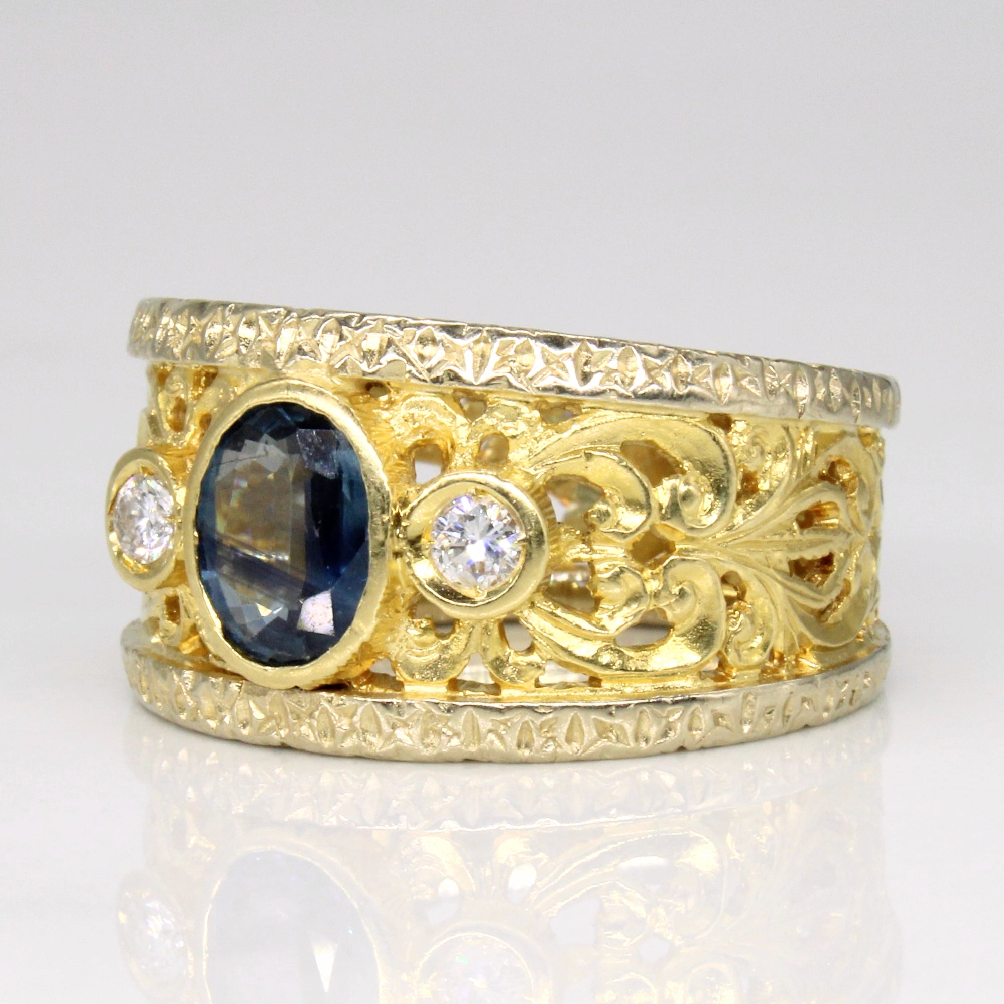 Sapphire & Diamond Lattice Ring | 0.80ct, 0.15ctw | SZ 7.5 |