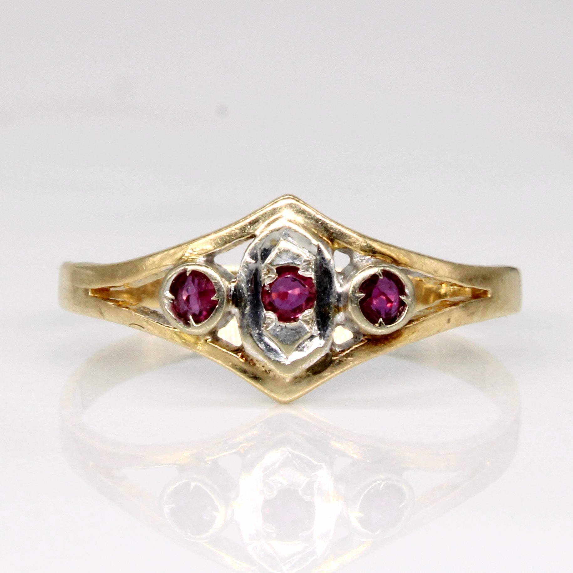 Vintage Natural & Synthetic Ruby Ring | 0.09ctw | SZ 7.5 |