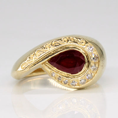 Ruby & Diamond Bypass Ring | 0.80ct, 0.08ctw | SZ 6 |