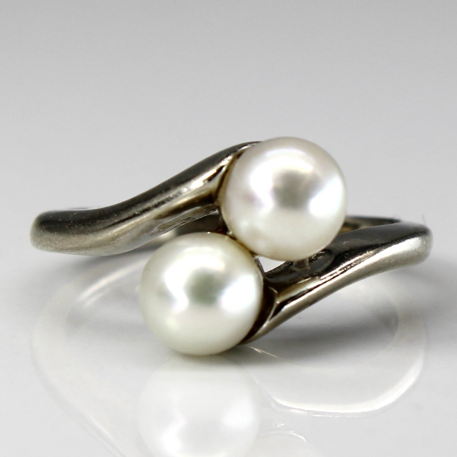 Bypass Two Stone Pearl Ring | SZ 4.25 |