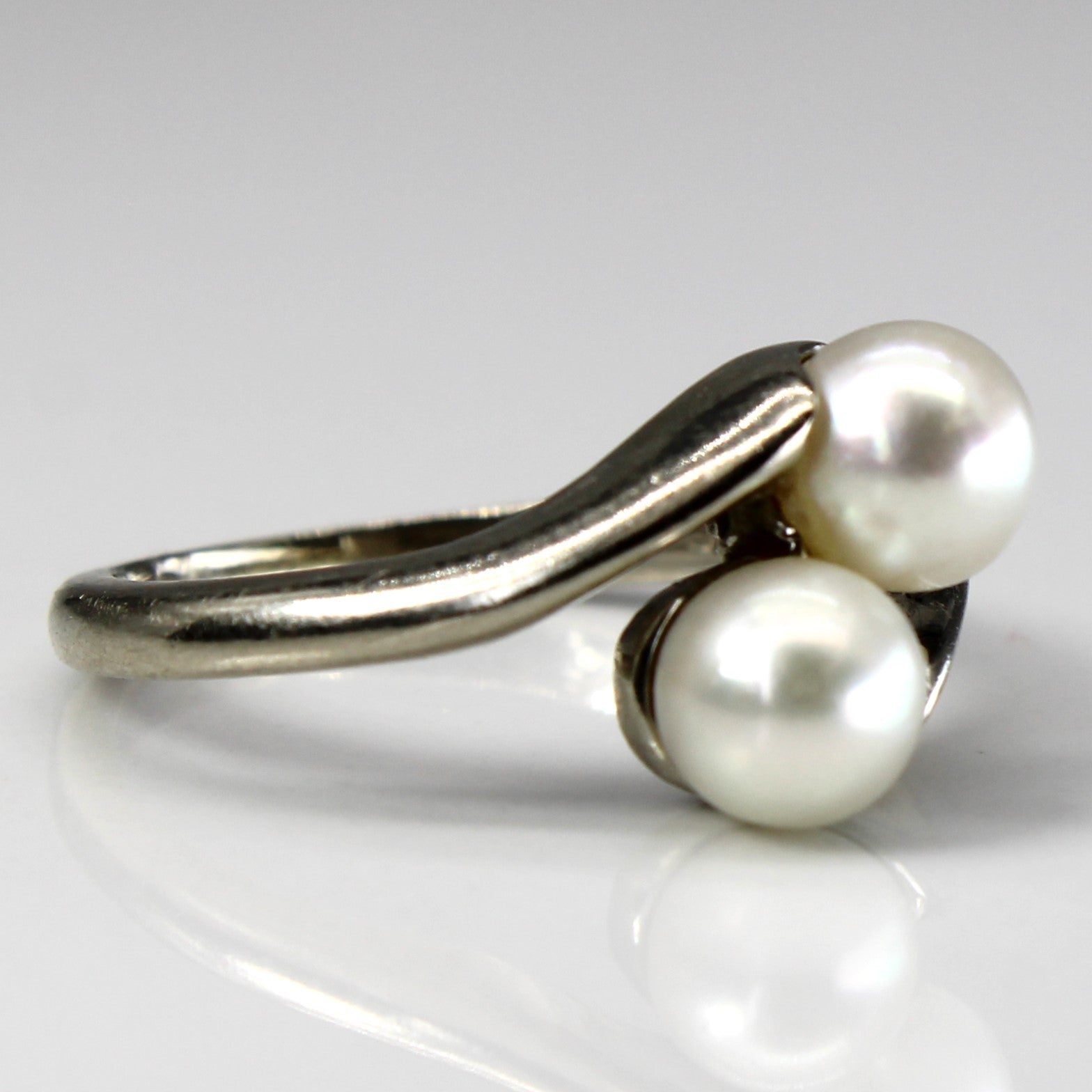 Bypass Two Stone Pearl Ring | SZ 4.25 |