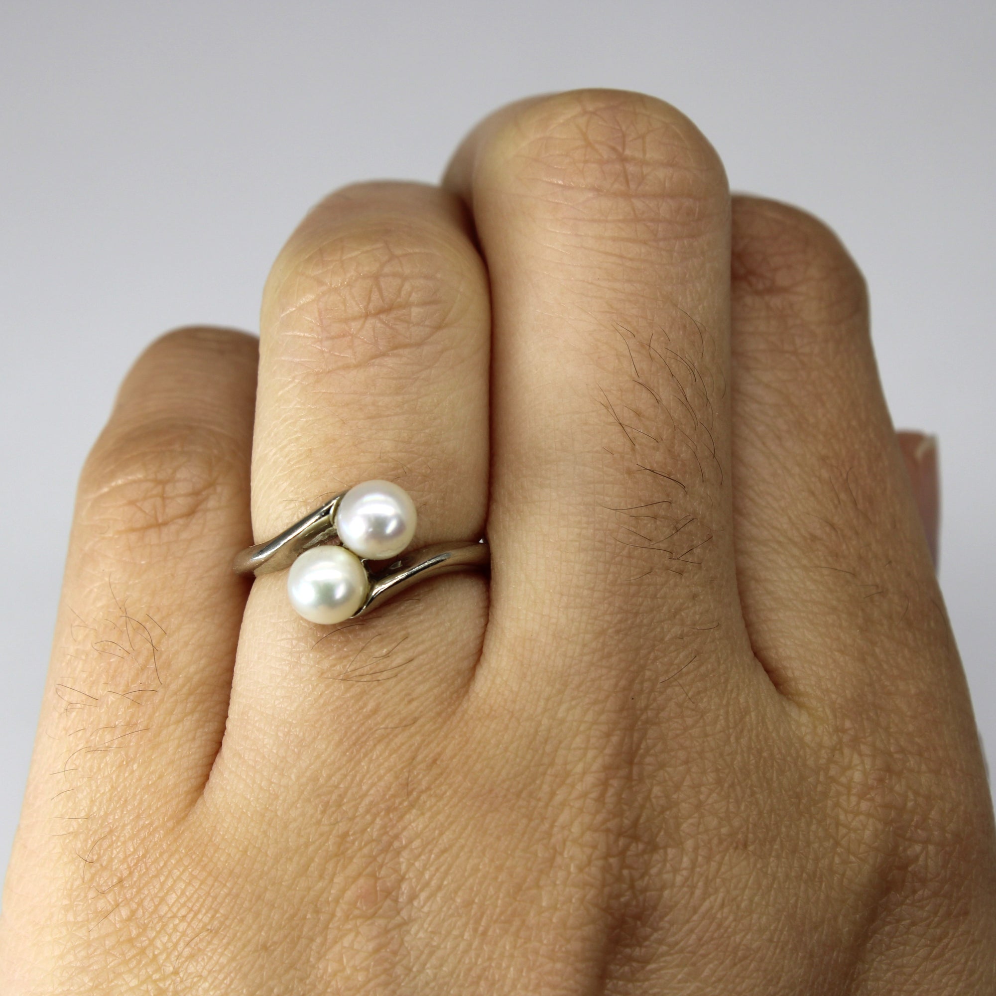 Bypass Two Stone Pearl Ring | SZ 4.25 |